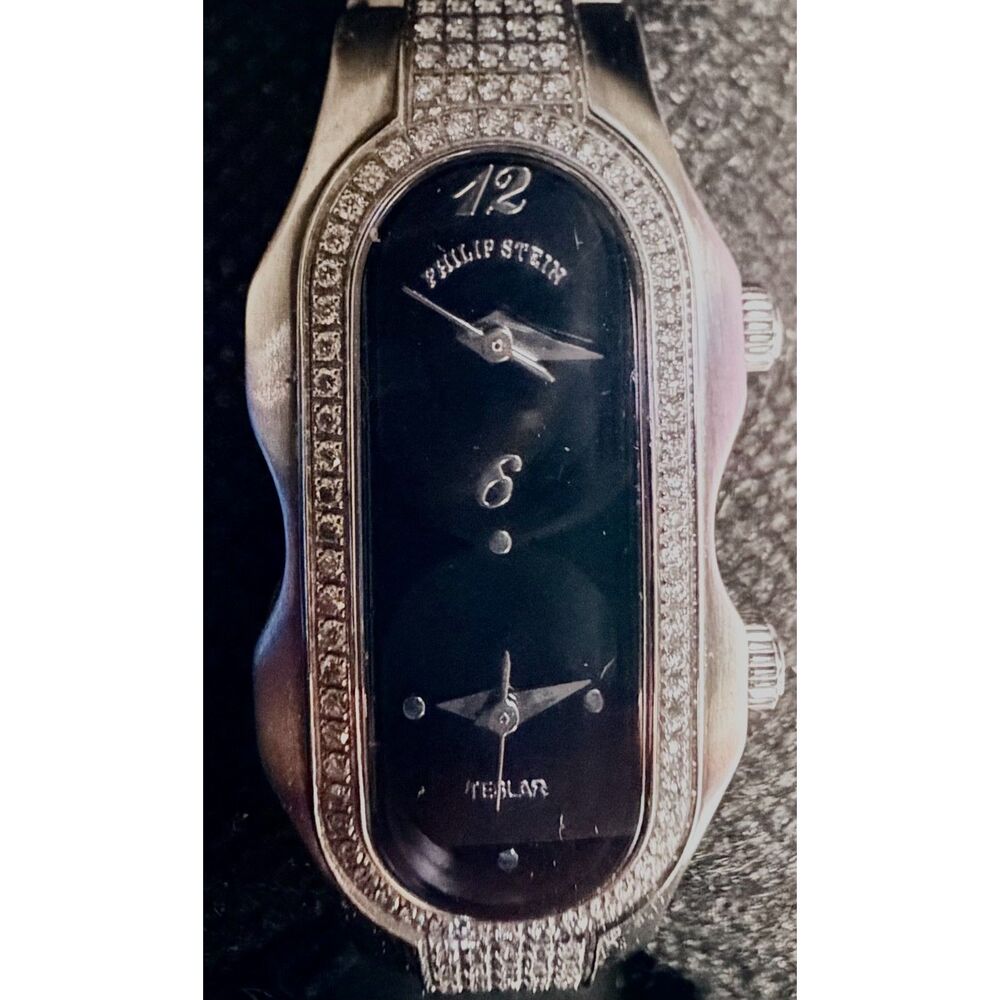 Authentic Philip Stein Teslar Dual-Time Diamond Watch